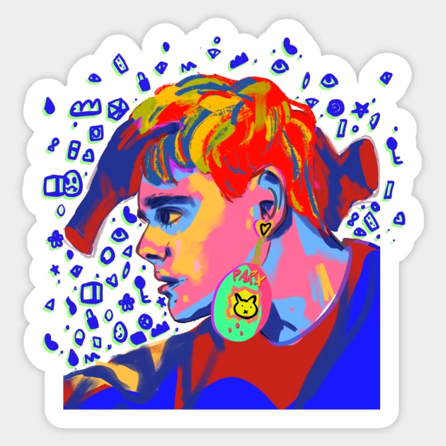 awsten knight rainbow tamagotchi portrait Sticker by mol842